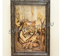 Панно большое (70см х 50см) «Амурская тигрица после охоты»